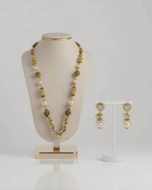 Nawabi Pearl & Gold Legacy 92.5 Silver Necklace Set